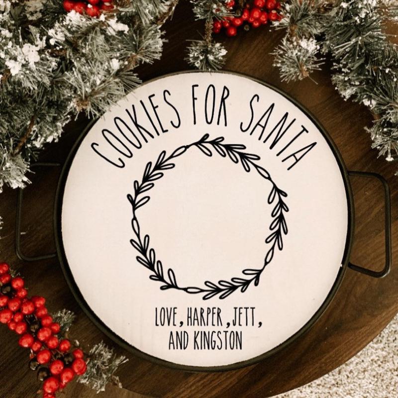 personalized custom tray for santa's cookies -  - shop on Etsy for holiday cookie swap supplies
