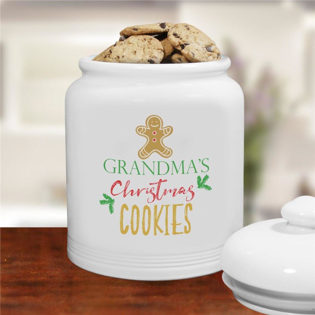 personalized holiday cookie jar  - shop on Etsy for holiday cookie swap supplies