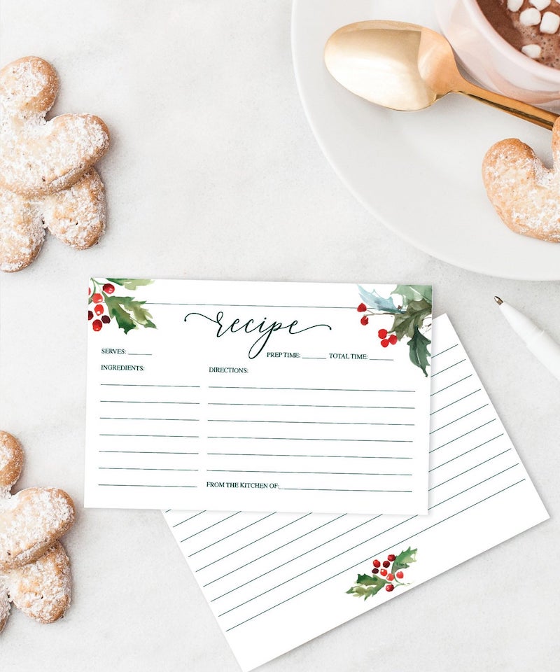 printable downloadable recipe card for holidays, festive christmas cookies  - shop our collection of Etsy's unique & thoughtful gift ideas for the baker, curated by Minette Rushing's southern baking blog