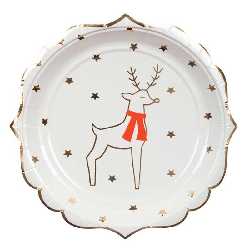 stars and reindeer - disposable paper plate - shop on Etsy for holiday cookie swap supplies