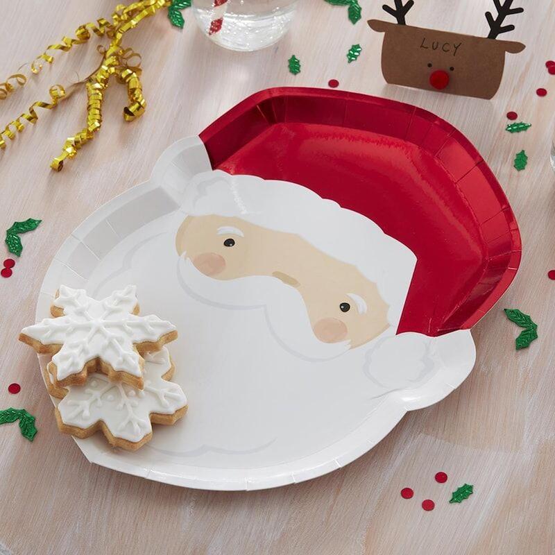 santa's face - disposable paper plate - shop on Etsy for holiday cookie swap supplies